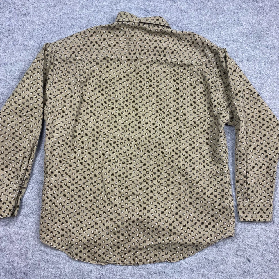 Camisa Bugle Boy Hombre XL Vintage Estampado Completo Geométrico Botón Abajo audaz fuerte Foto 3 de 4