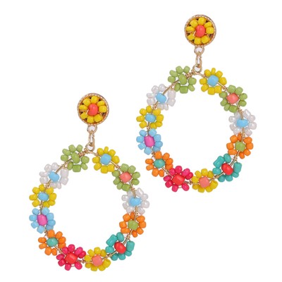 1 Paar Perlenrunde Ohrropfen Ohrringe Böhmen Böhlenblumenohrringe für