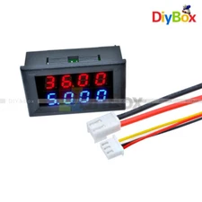 4 Bit 5 Wires DC 0-200V 10A Voltmeter Ammeter Blue+Red LED Amp Dual Digital Volt