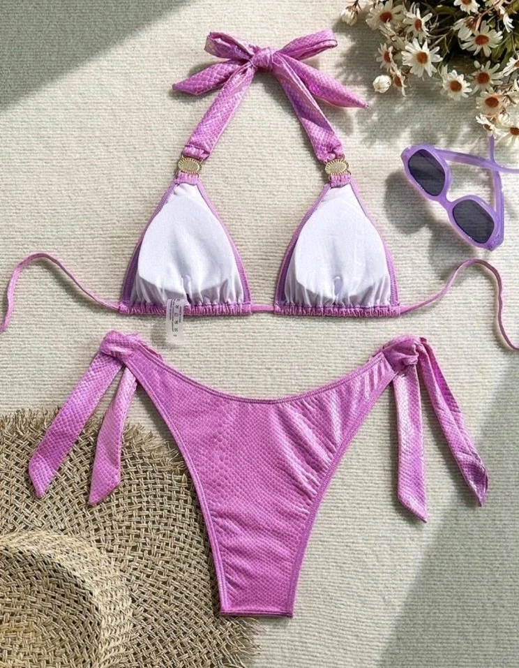 Toller Neckholder Bikini Set mit Meerjungfrau Pink Schuppendruck S Neu !!! - Bild 4 von 4