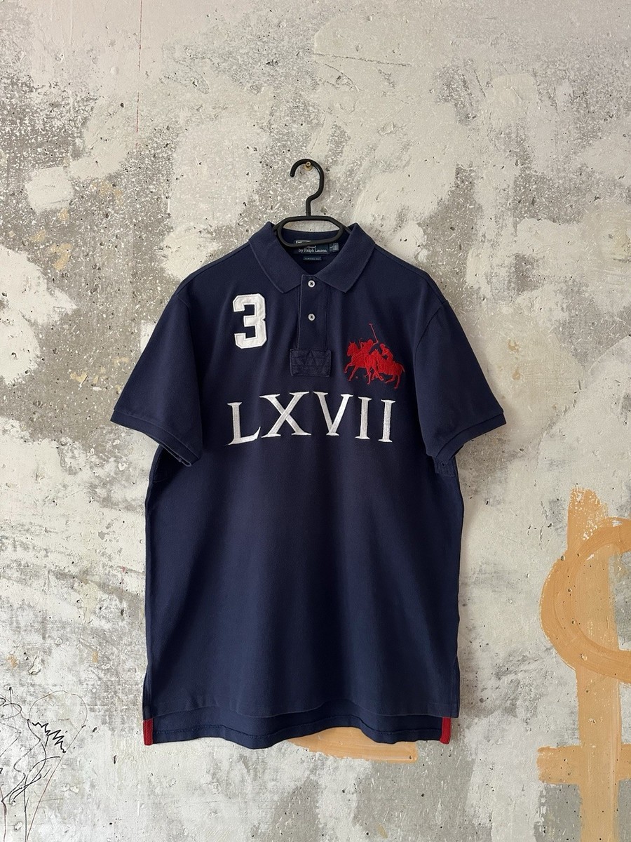 90S VINTAGE POLO RALPH LAUREN BIG LOGO LXVII BLUE WHITE T-SHIRT