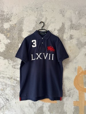 90S VINTAGE POLO RALPH LAUREN BIG LOGO LXVII BLUE WHITE T-SHIRT