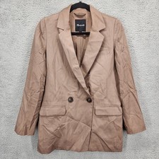Madewell Tan Double Breasted Blazer Jacket XXS Viscose Lyocell Blend