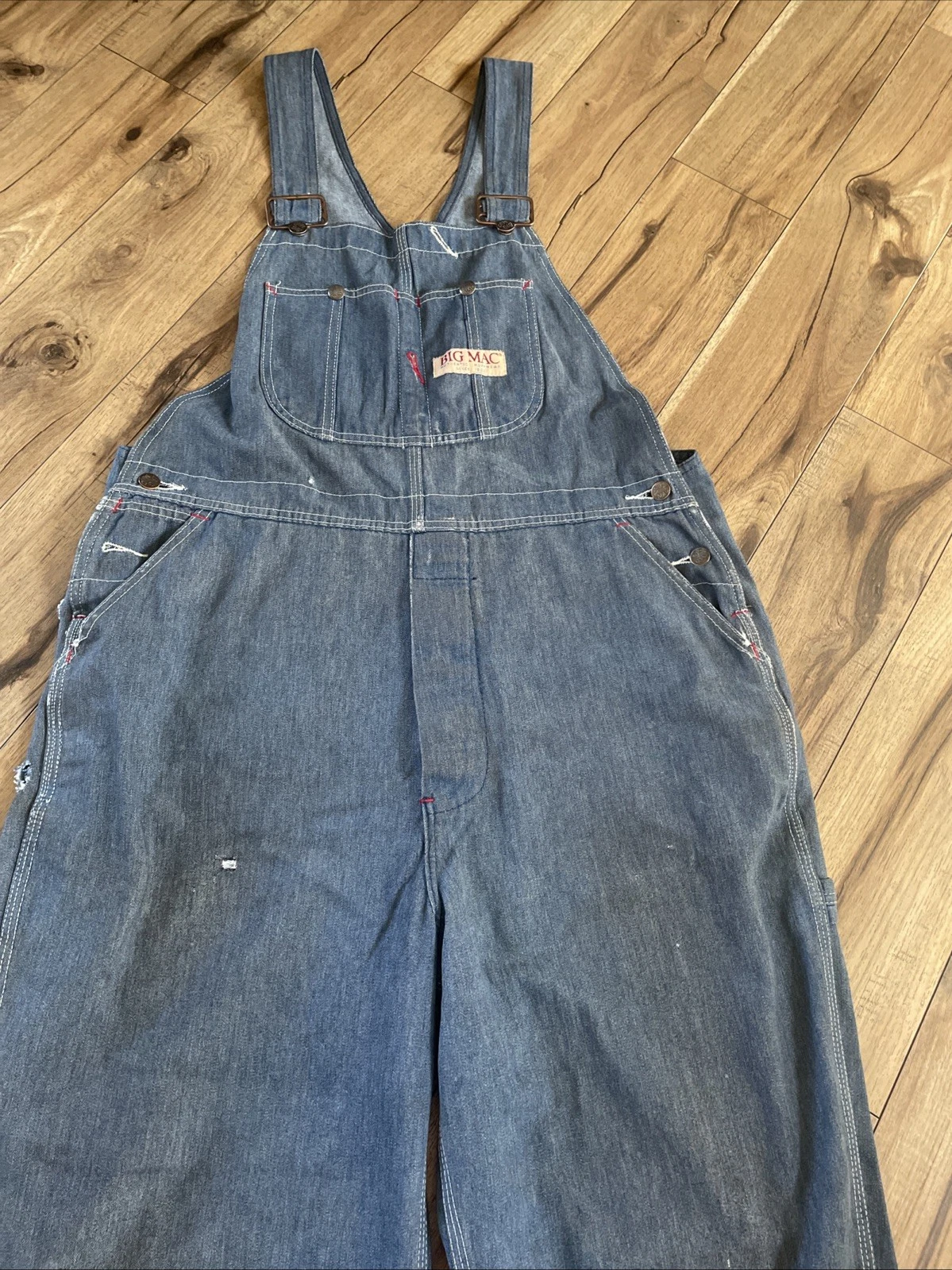 VTG BIG MAC MENS 38 x 26 Denim Overalls BLUE