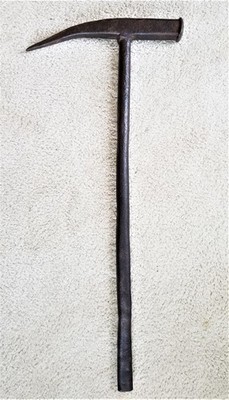 antique PICK AXE HAMMER wrought iron 29.5'' tool MINE CAVE MINING one piece early