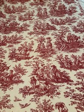 Pair Vintage Waverly Red Toile Country Life Curtain Panels 48  X 80  Each Custom