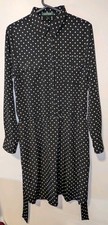 Silky Lauren Ralph Lauren Polka Dot Shirt Dress Black Size 14