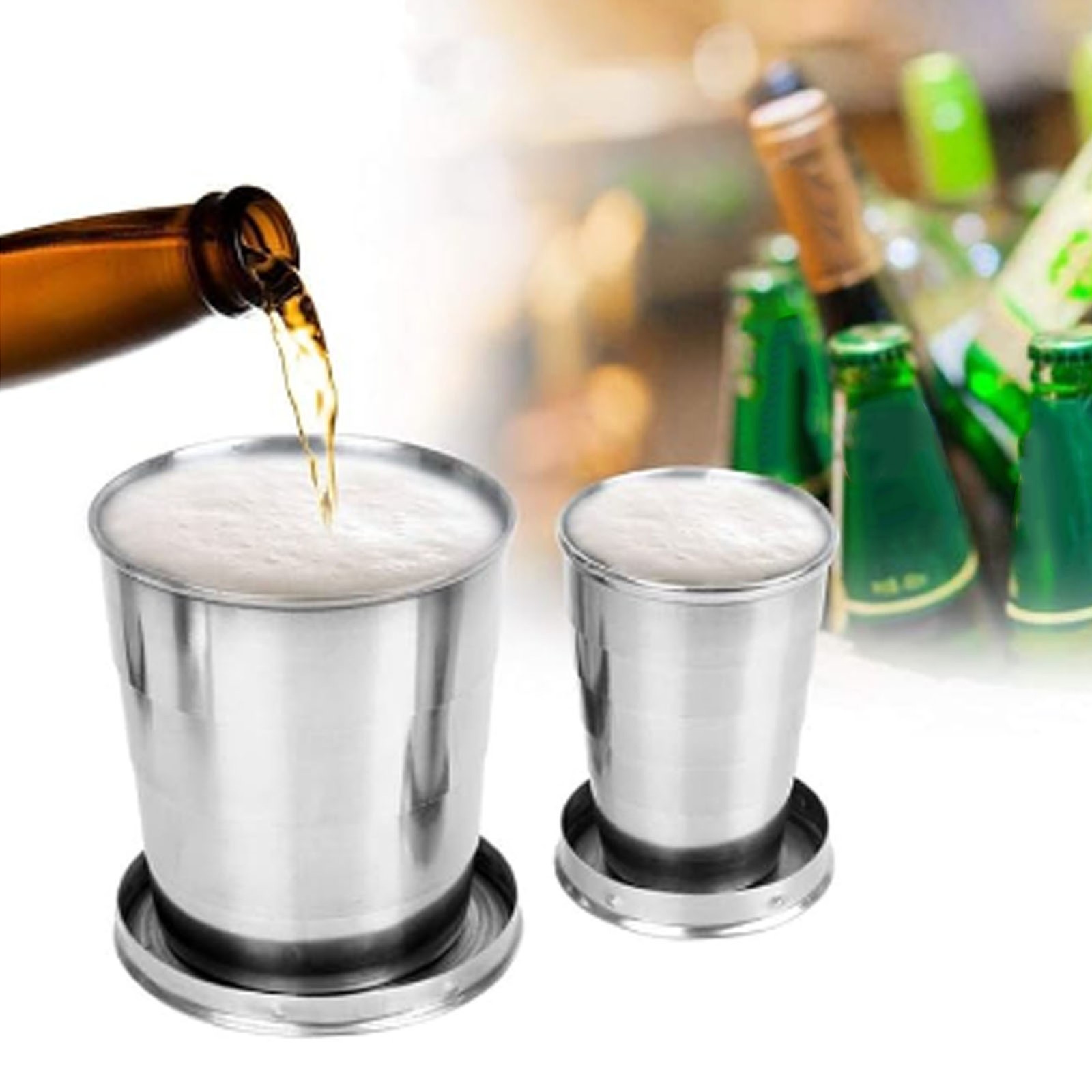 Stainless Steel Collapsible Cup Outdoor Travel Camping Portable Folding Cup KRI