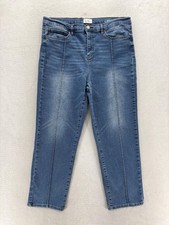 Nicole Miller Soho High Rise Straight Jeans Womens 12 Blue Medium Wash Stretch