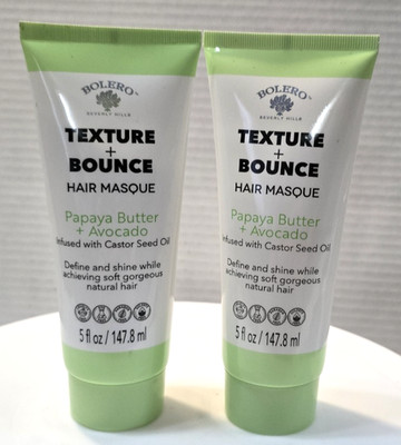 Lot of 2 BOLERO TEXTURE + BOUNCE HAIR MASQUE Papaya Butter +Avocado 5oz ea