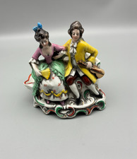 Toeletta porcellana tedesca vintage figurativo spilla vassoio e vaso posa versamento