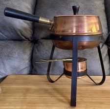 Vintage Coppercraft Guild Copper Fondue Set Pot Lid Stand Burner 1970s MCM
