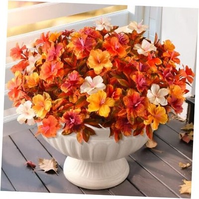 Artificial Fake Fall Flowers for Outdoor Decor 8 Brown,orange,yellow,white
