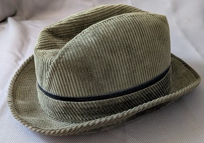 Vntg United Hatters Cap & Millinery Mens Fedora Hat Size Medium Green Corduroy