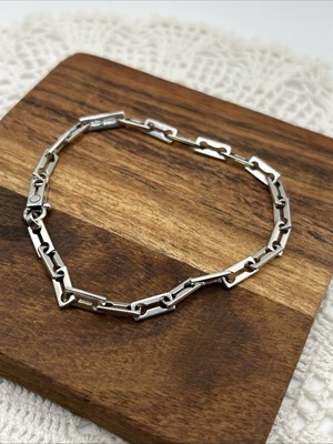 Baraka 18k White Gold Fancy Bar Link Chain Bracelet - 12.0g 8  4.23mm W