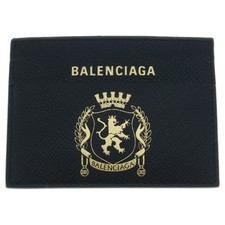BALENCIAGA Passport Card Holder Case Black Gold