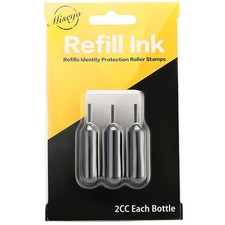 Roller Stamp Ink Refill 3 Pack Black Ink Replacement Set