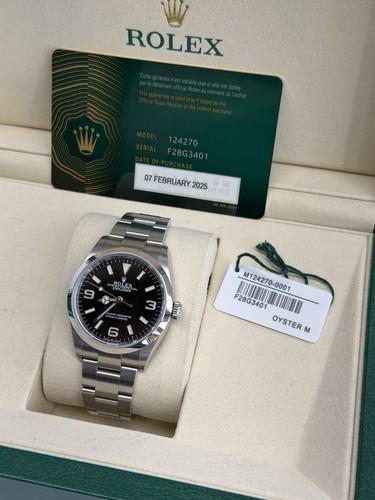 2025 Rolex Explorer Black Dial 36mm Automatic Watch 124270 - Full Set
