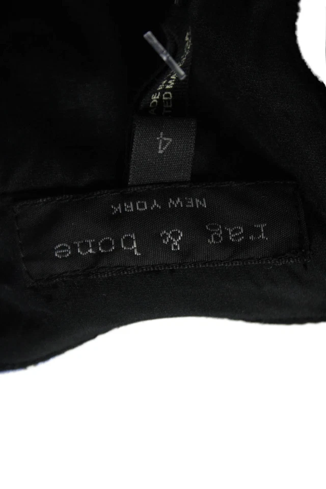 Rag & Bone Womens Spaghetti Strap V Neck Dotted Silk Dress Blue Black Size 4 - Image 4 of 4