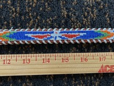 VTG Genuine Leather Indian Thunderbird Hand Beaded Belt Youth 35 Length As Is