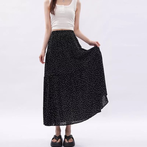 Jupe Longue Noire à Pois Blancs Alain Manoukian - Taille 46 - Occasion Comme Neuve