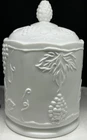 Vintage Milk Glass Canister 7” Jar with Lid Indiana Colony Harvest Grape