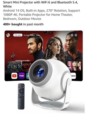 Smart Mini Projector with WiFi 6 and Bluetooth 5.4