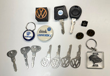 Vintage Volkswagen VW Keys Pins Dealer Badge Rabbit Jetta Keychain Lot 16 Pc