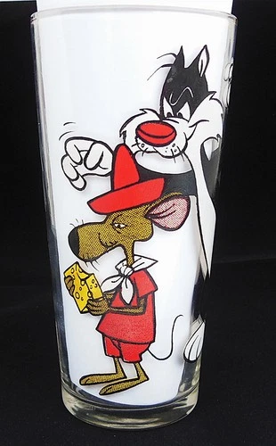RARE 1976 Pepsi Glass with Slow Poke Rodriguez, Sylvester & Speedy Gonzalez