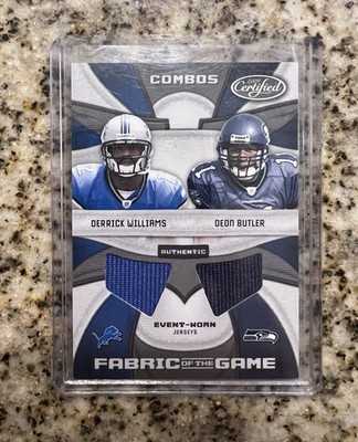 2009 Panini Certified Fabric Game Combos Williams Butler #15/100 RC Lions Seaha 