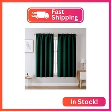 Chyhomenyc Christmas Hunter Green Curtains 63 Inch Length 2 Panels, Faux Linen T