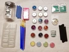 Acrylic Nail Kit Acrylic Powder Glitter Nail Art Manicure Tool Tips Brushes Etc