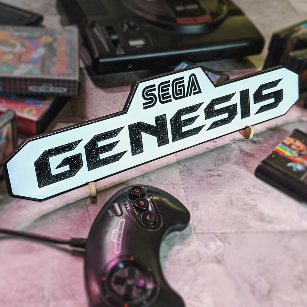 🎮 SEGA Genesis Logo Sign – Engraved Retro Gaming Art | Handmade
