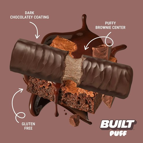 (3 pack) BUILT Puff Protein Bar, Brownie Batter, 17g Protein, Collagen - Picture 9 of 9