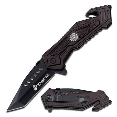 MTECH USA   Spring Assisted Open Folding Knife   Black Tanto Blade, Black