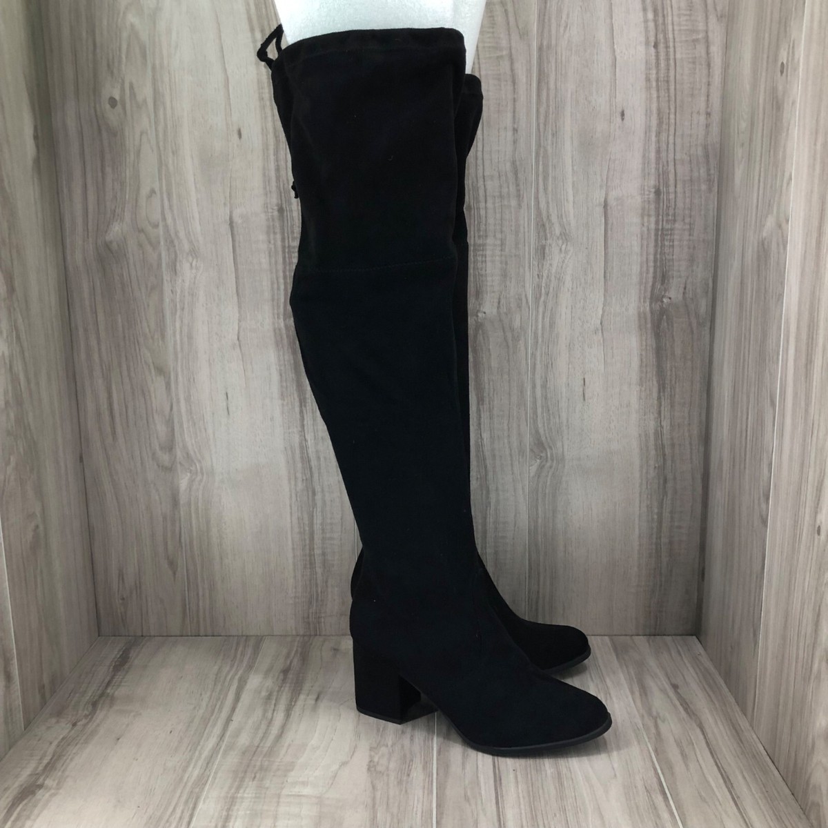 Unisa OTK Boots Womens Black Pull On Over The Knee