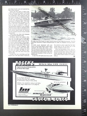 1977 ADVERTISEMENT for Roger's Custom Bonneville Drag Star race performance boat