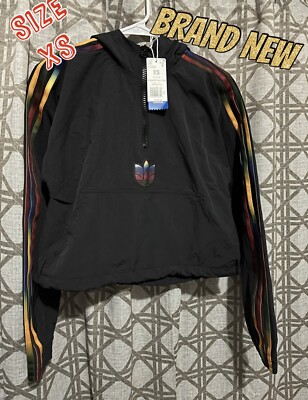 ADIDAS ORIGINALS Women's Adicolor Half-Zip Hooded Crop Top GD2262 NWT XS |  eBay