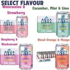 AQUA Libra  Refreshing Sparkling Water natural Fruit No Sugar Calories  24x330ml