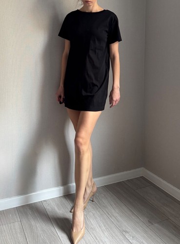 Diesel t shirt dress size S black open back a line d-yly abito 100% authentic - Picture 21 of 21