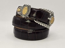 Vintage Brighton Museum Collection Brown Leather Belt Greco Roman Coin Size Med