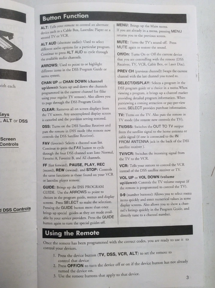 Manual For RCA DSS Universal Remote D900 OEM GnuReads - Image 4 of 4