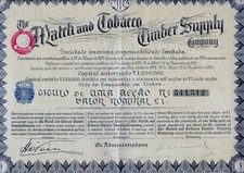 Portugal: The Match and Tobacco Timber Supply Company S.A., 1926 + Coupons