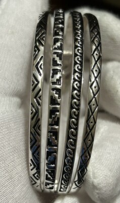 Vintage Multi Schaft Sterling Silber 925 Manschette 31g signiert Nachlass Armband BBJ