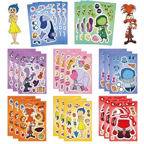 Inside Out Anime Puzzle Aufkleber Kinder Puzzle DIY Spielzeug Make A Face Sticker - Bild 14 von 14
