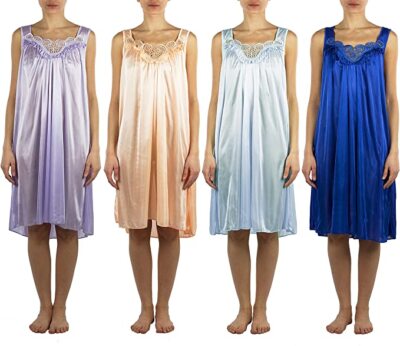 Lati Fashion 4 Pack of Silky Lace Accent Sheer Nightgowns - Medium to 4X 