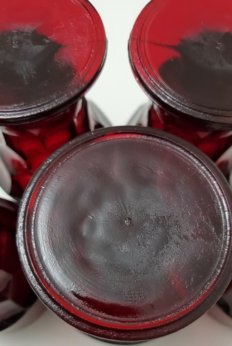 VINTAGE SET OF 5 ANCHOR HOCKING ROYAL RUBY RED GLASS 3 1/4" FOOTED JUICE WINE - Picture 11 of 12