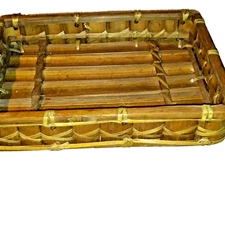 rattan Bamboo Wooden Slat tray rectangle shape