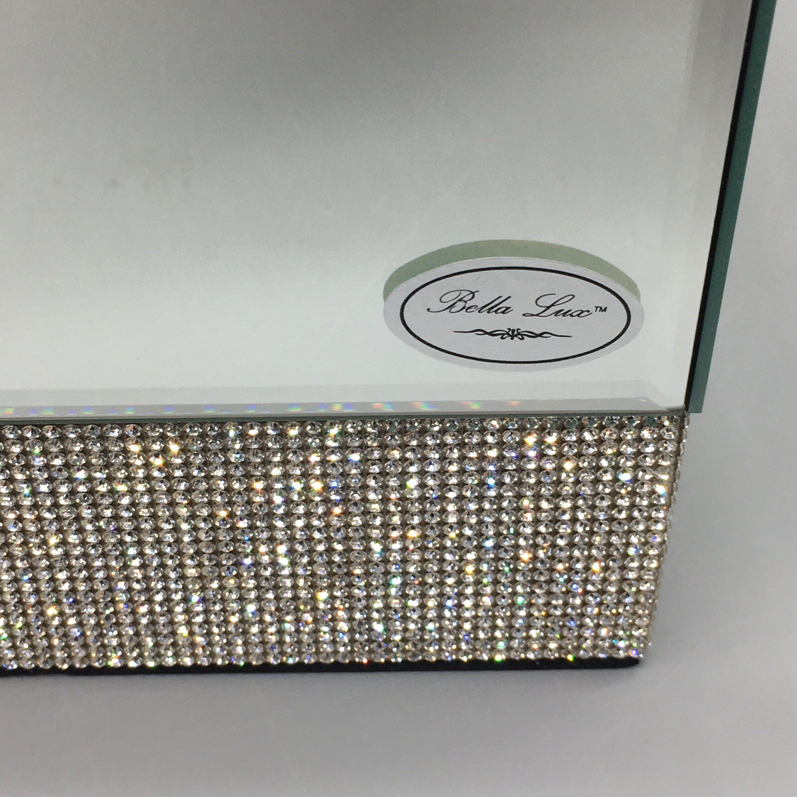 Bella Lux Mirror Rhinestone Stripe Wastebasket Trash Can Bathroom