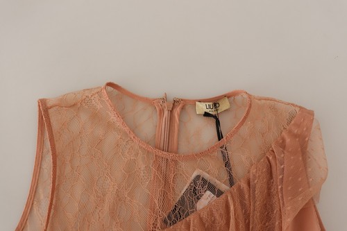 Abito LIU JO Shift Strato Pizzo Rosa Poliestere Senza Maniche Mini IT42/US8/M $500 - Foto 5 di 7
